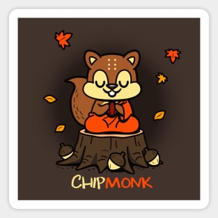 Chipmonk Funny Original Kawaii Cute Monk Chipmunk Autumn Yoga Meditating Cartoon Magnet